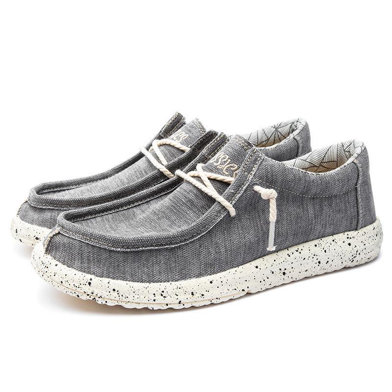 Herren nan lässiger Mokassin-Sneaker aus Jeansstoff mit elastischer Tau-Schnürung und gepolsterter Komfortsohle