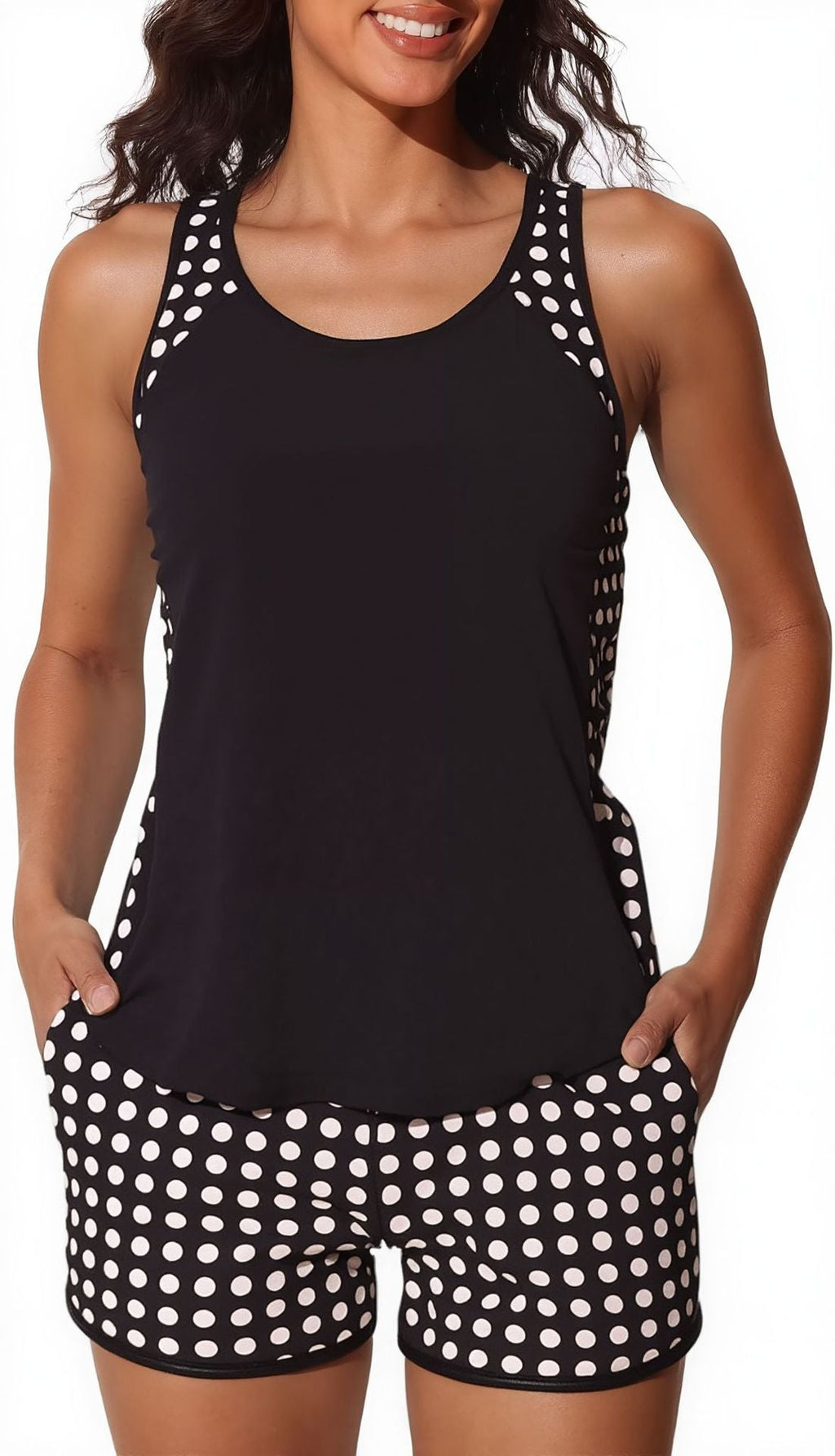 Damen Sportliches Tankini-Set mit modischem Streifenmuster Shopnory