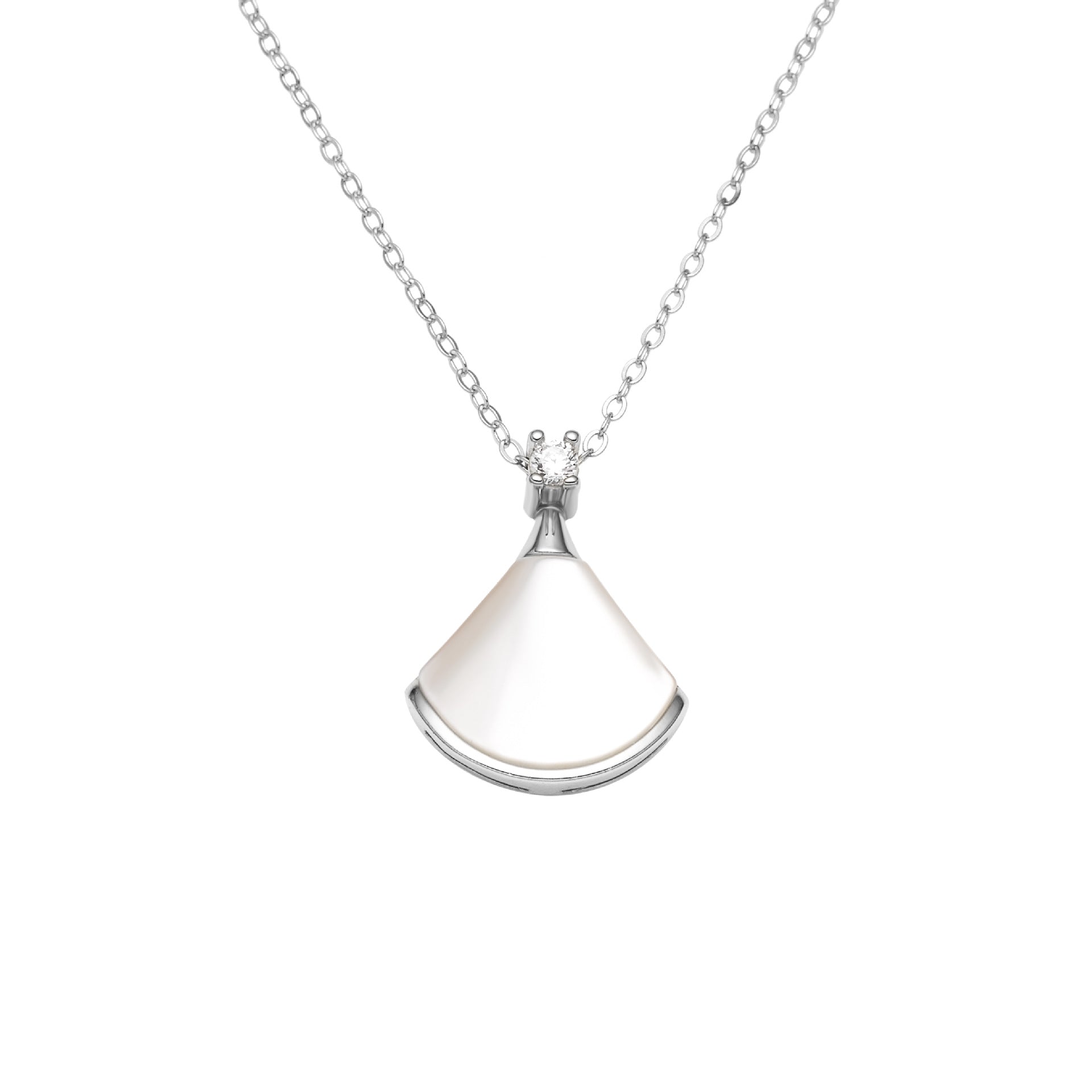 Damen Halskette mit eleganter Muschelform und funkelnden Kristallen Shop Nory
