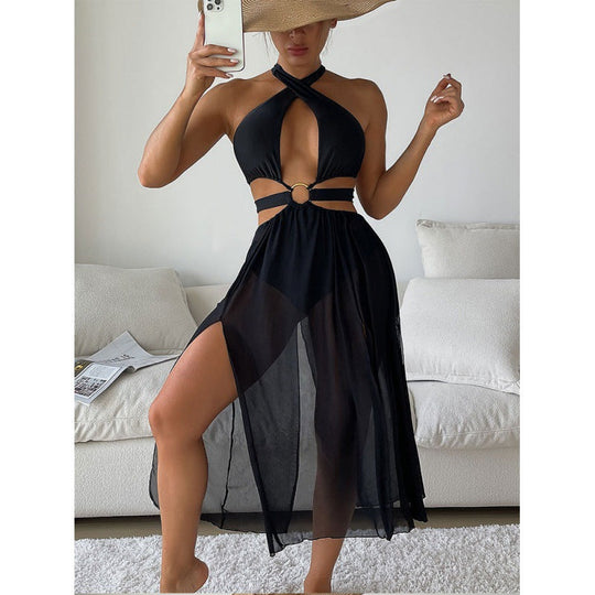 Damen Sexy Strandkleid mit Cut-Outs Shopnory