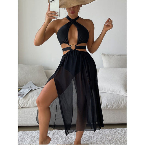 Damen Sexy Strandkleid mit Cut-Outs Shopnory