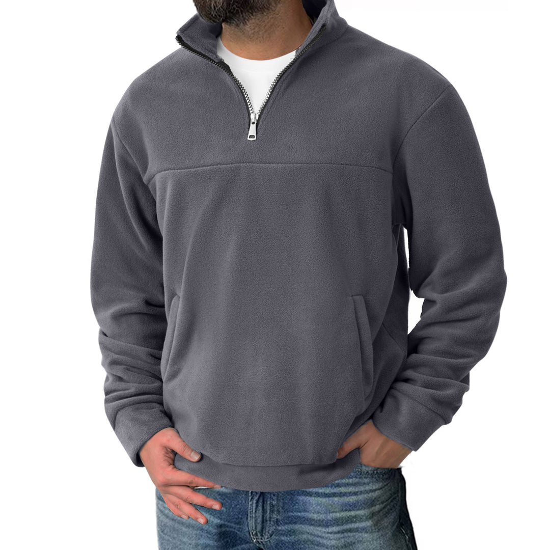 Herren Fleece-Halbzip-Pullover mit Stehkragen und Kängurutasche Shop Nory