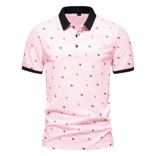 Herren Poloshirt mit einzigartigem Muster und modernem Stehkragen