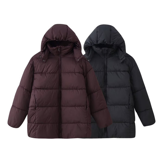 Damen Oversize-Steppmantel mit Kapuze und wattierter Thermofüllung Shop Nory