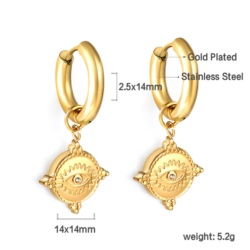 Damen Hängende Ohrringe aus hochwertigem Edelstahl mit kunstvollem goldplattierten Design Shop Nory