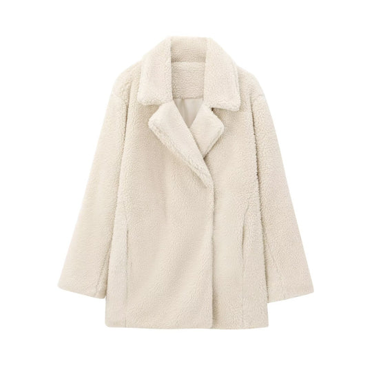 Damen Oversize Teddy‑Mantel aus Kunstfell mit Reverskragen und kastiger Silhouette Shop Nory
