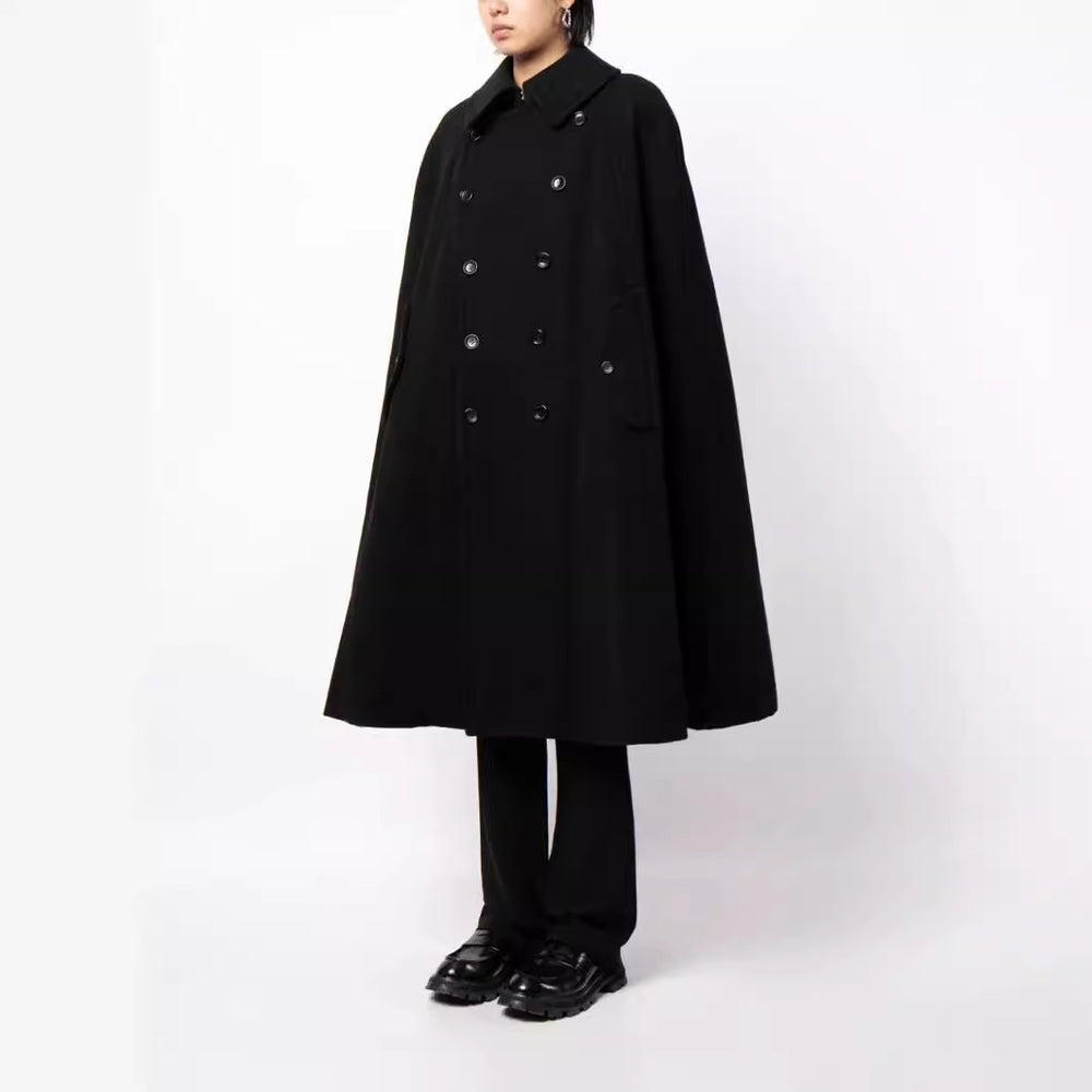 Herren zweireihiger Cape-Mantel aus Wollmix mit Umhangschnitt Shop Nory