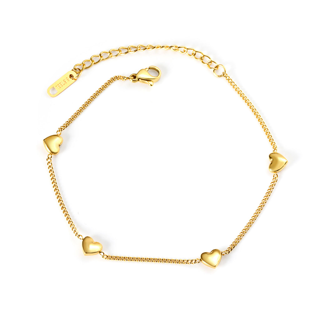 Damen Armband mit herzförmigen Anhängern und hoher allergiefreier Qualität Shop Nory
