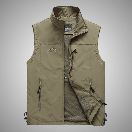 Herren Multifunktionale Utility-Weste mit Stehkragen, Reißverschlusstaschen und atmungsaktivem Meshfutter Shop Nory