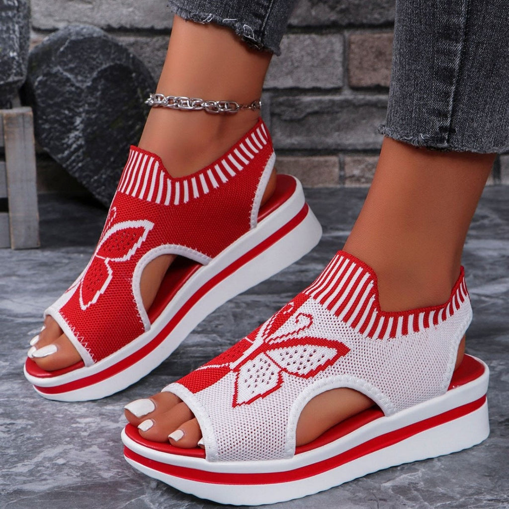 Damen Sportliche Plateau-Sandalen mit modischem Schmetterlingsdesign