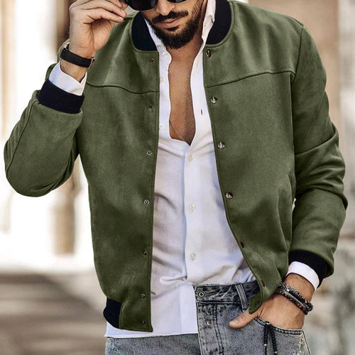 Herren nan Bomberjacke in Wildlederoptik mit Druckknopfleiste, Ärmeltasche und elastischen Rippbündchen Shop Nory