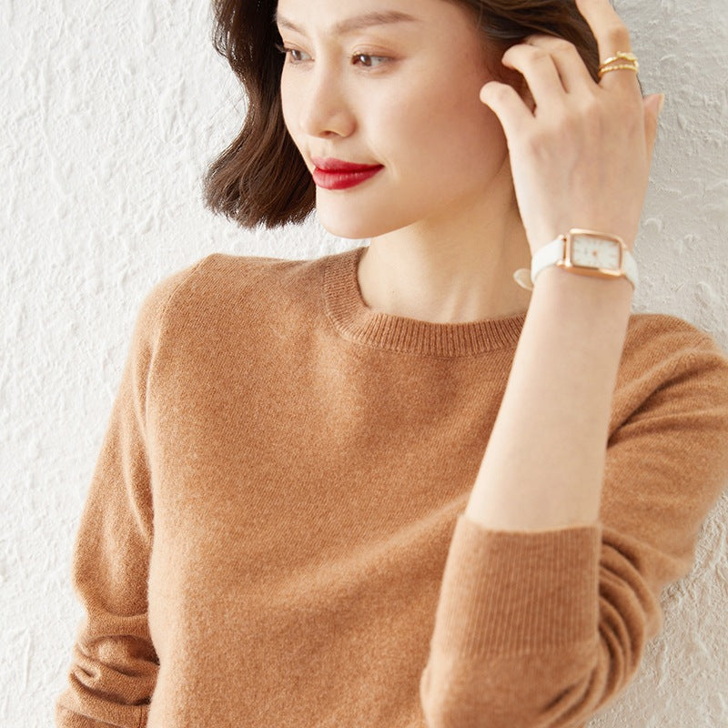 Damen Kurzgeschnittener Feinstrickpullover mit Rundhalsausschnitt und geripptem Bund Shop Nory