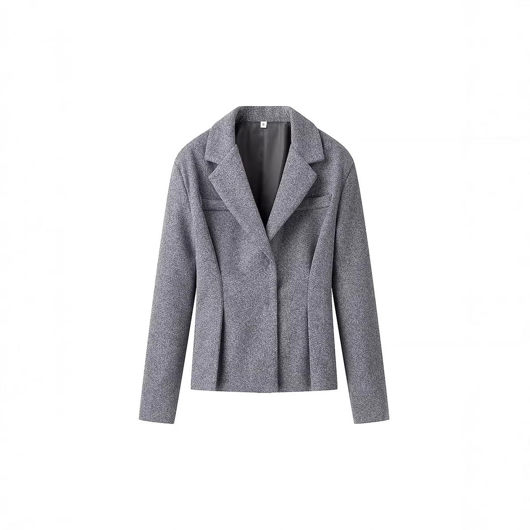 Damen Elegantes Wollmix-Kostüm mit tailliertem Kurzblazer und ausgestelltem Midirock Shop Nory