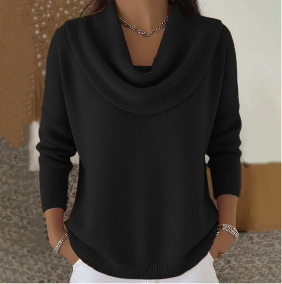 Damen Stylischer Bootcut Pullover mit Wasserfall-Ausschnitt Shop Nory