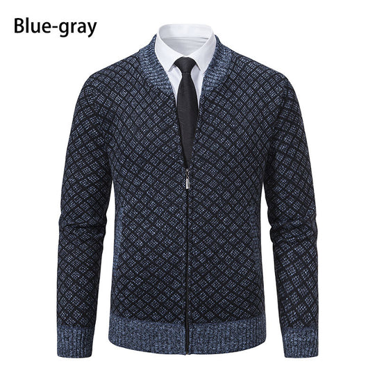 Herren Strick-Zipjacke mit feinem Jacquard‑Muster, durchgehendem Reißverschluss und geripptem Saum Shop Nory