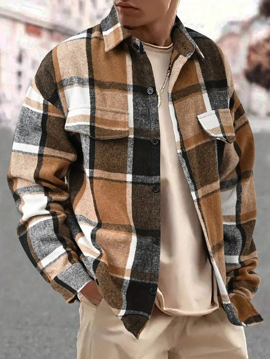 Herren nan weite Karo-Hemdenjacke aus weichem Flanell mit aufgesetzten Brusttaschen