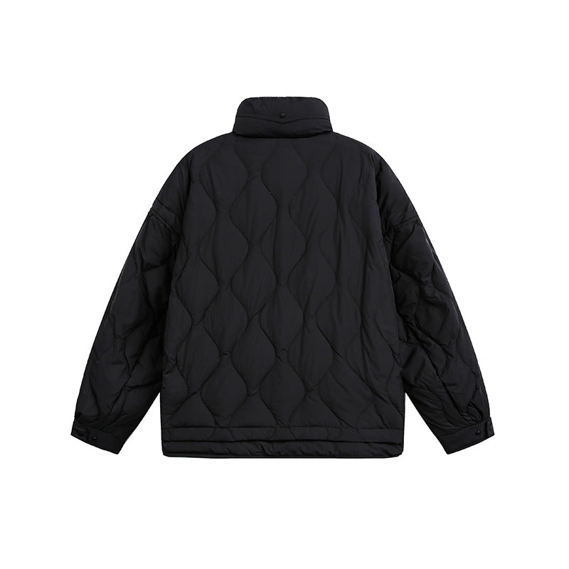 Damen Oversize gesteppte Jacke mit Stehkragen, Wellensteppung und Tunnelzug Shop Nory