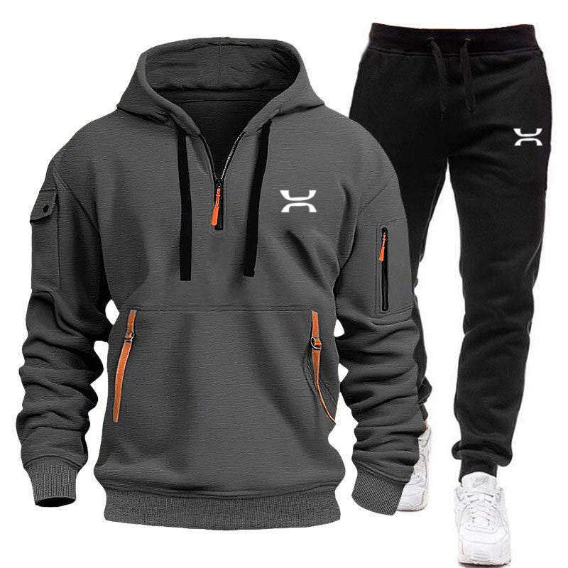Herren Hoodie-Trainingsanzug mit Reißverschlusstaschen