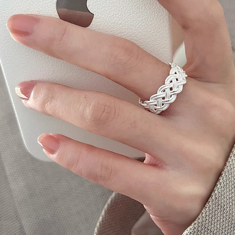 Damen Offener Ring mit filigranem Flechtmuster Shop Nory
