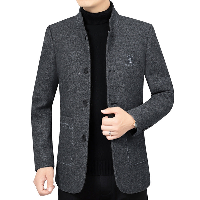Herren Kurzblazer im Sakko-Stil mit Stehkragen und strukturierter Wollmischung Shop Nory