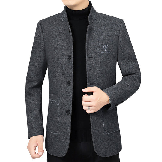 Herren Kurzmantel-Blazer mit Stehkragen und dekorativen Ziernähten Shop Nory