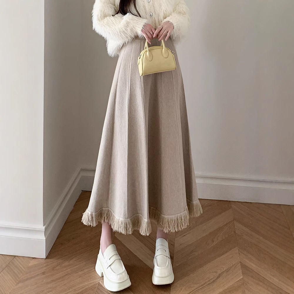 Damen Eleganter Maxirock mit Fransen Shop Nory