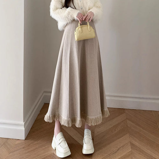 Damen Eleganter Maxirock mit Fransen Shop Nory
