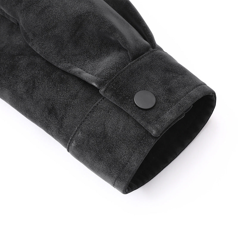 Herren Modische Kunstlederjacke mit praktischen Taschen Shop Nory
