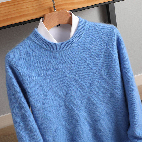 Herren Feiner Rautenstruktur Rundhalspullover aus Merino‑Blend mit softem Griff Shop Nory