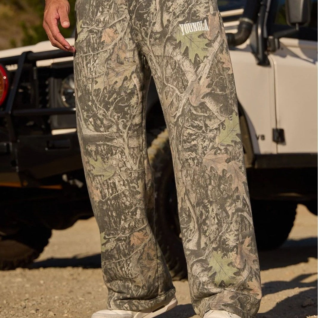 Herren nan weite Camouflage-Jogginghose mit elastischem Komfortbund und Oberschenkel-Logo