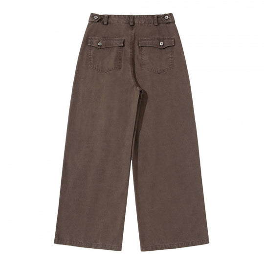 Damen Weite Bundfalten-Hose mit hoher Taille und weitem Bein Shop Nory