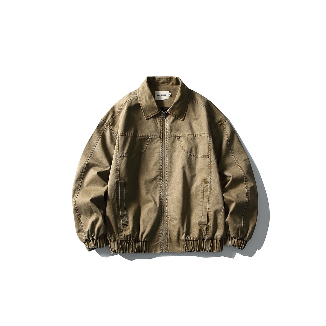 Herren Kurzjacke im Utility-Canvas-Stil mit durchgehendem Reißverschluss und elastischem Saum Shop Nory