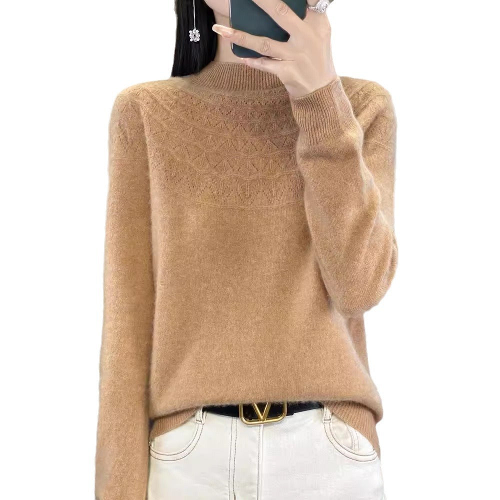 Damen Kuscheliger Mohair‑Optik Pullover mit Zierstruktur am Oberteil und Stehkragen Shop Nory