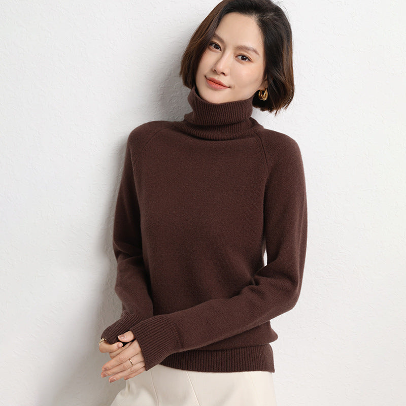 Damen Schlanker Rollkragenpullover aus feinem Strick mit Raglanärmeln Shop Nory
