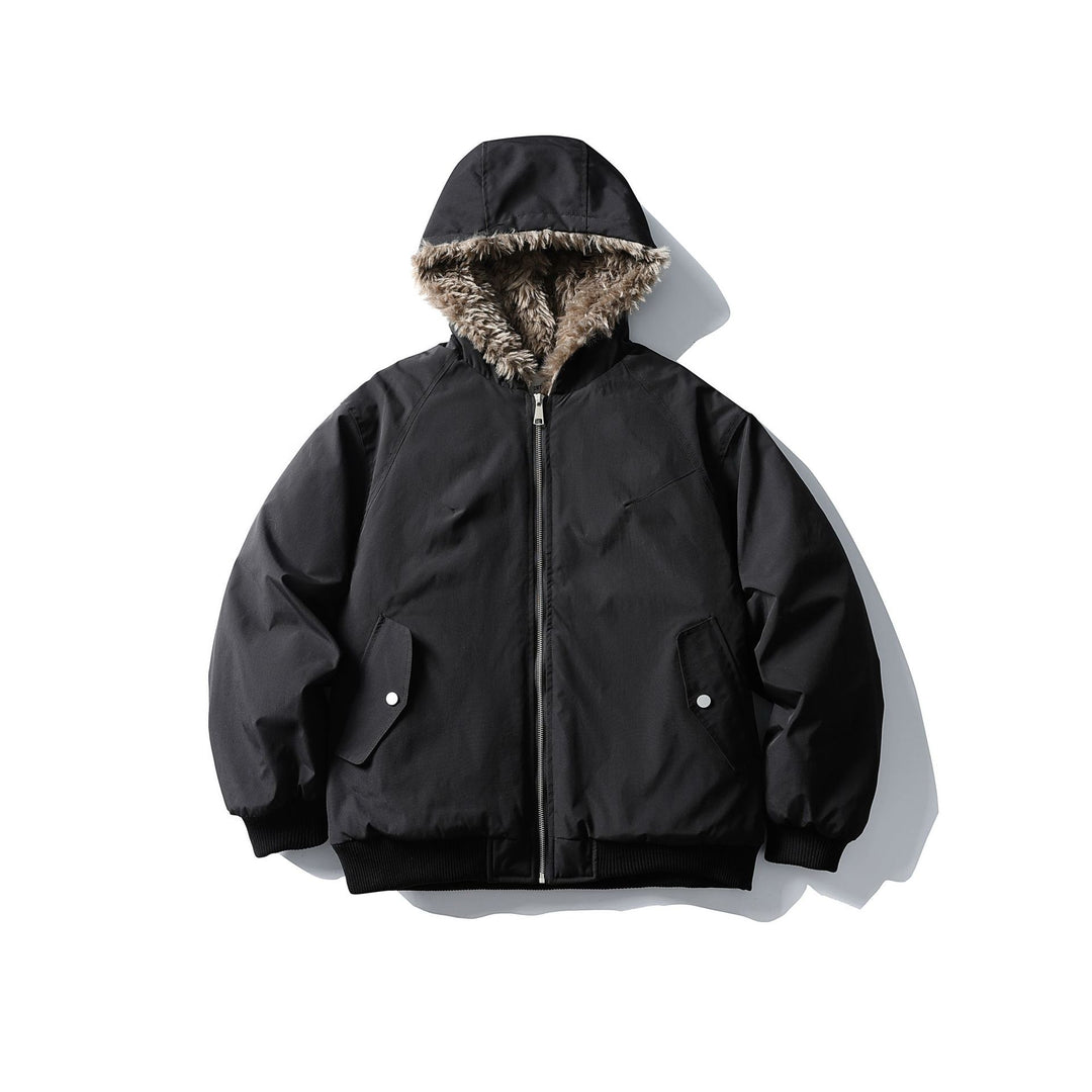 Unisex Boxy-wattierte Kurzjacke mit Kapuze und Kunstfellbesatz Shop Nory