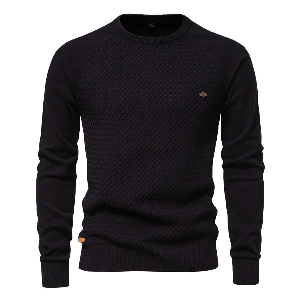 Herren Strickpullover mit modernem Strukturmuster und Rundhalsausschnitt