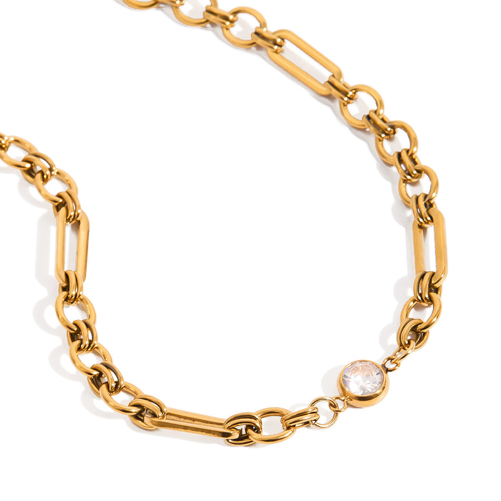 Damen Edelstahlkette mit funkelndem Zirkonia und verstellbarem Design Shop Nory