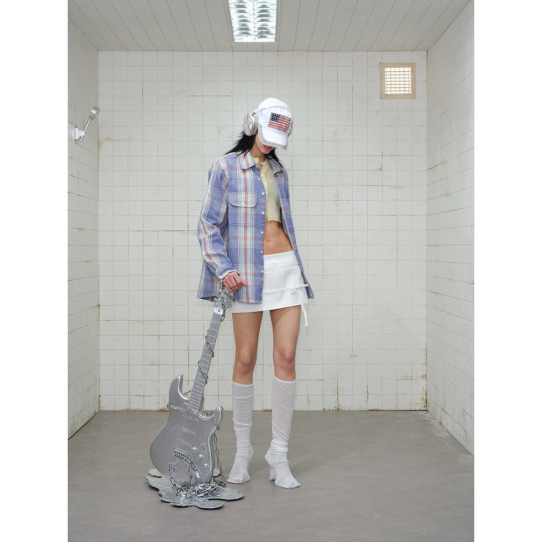 Unisex Karo-Hemdjacke im Oversize-Schnitt mit Pattentaschen und Ärmelpatch Shop Nory