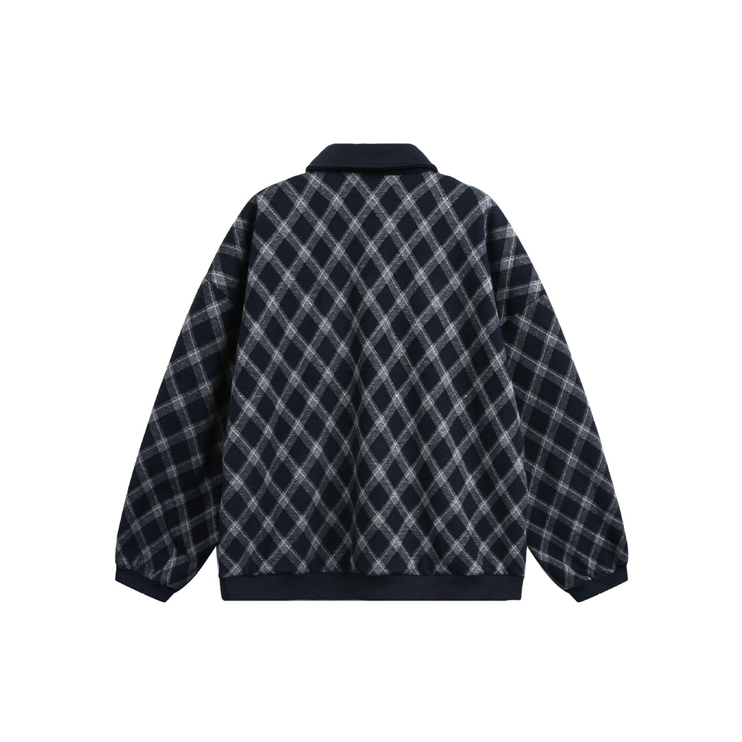 Damen Karierter Oversize‑Polo‑Pullover mit Halbknopfleiste und Rippbündchen Shop Nory