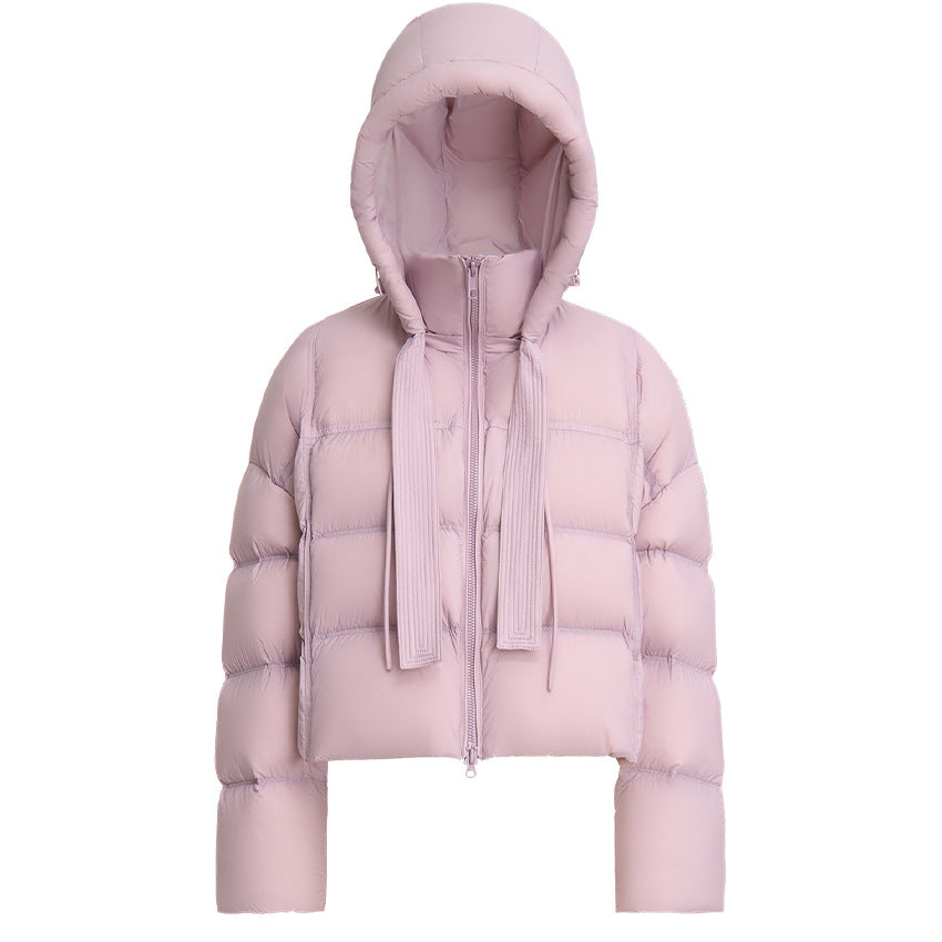 Damen Kurz geschnittene Boxy-Steppjacke mit voluminöser Kapuze und Kordelzug Shop Nory