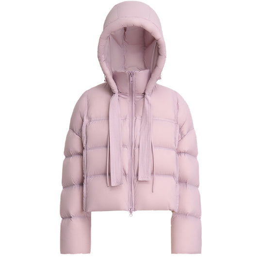 Damen Kurz geschnittene Boxy-Steppjacke mit voluminöser Kapuze und Kordelzug Shop Nory