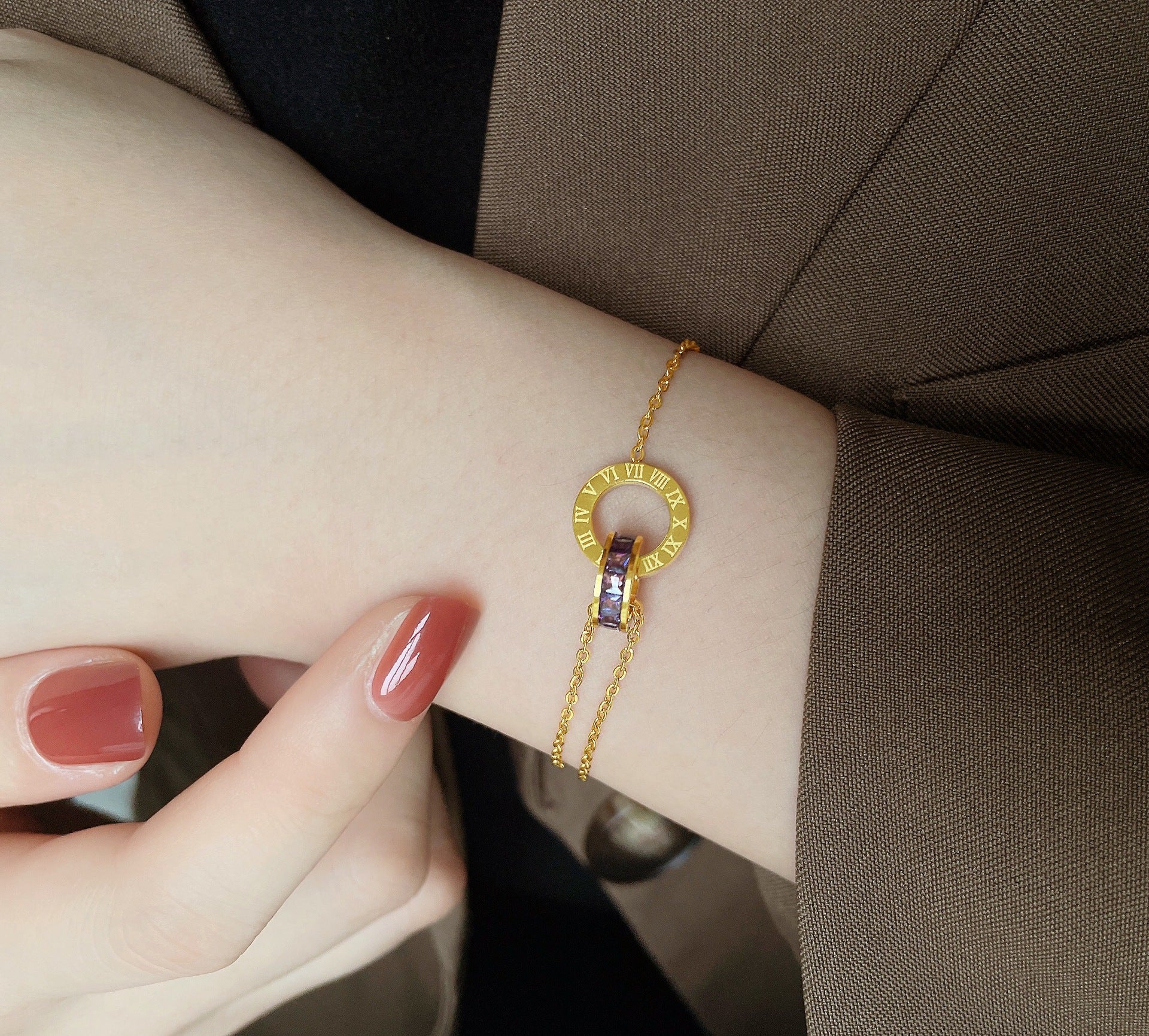 Damen Kettengliederarmband mit dualem Akzentdesign Shop Nory
