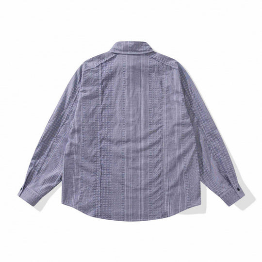 Unisex Oversize-Langarmhemd aus leichter Strukturbaumwolle mit Kentkragen und feiner Streifenbordüre Shop Nory