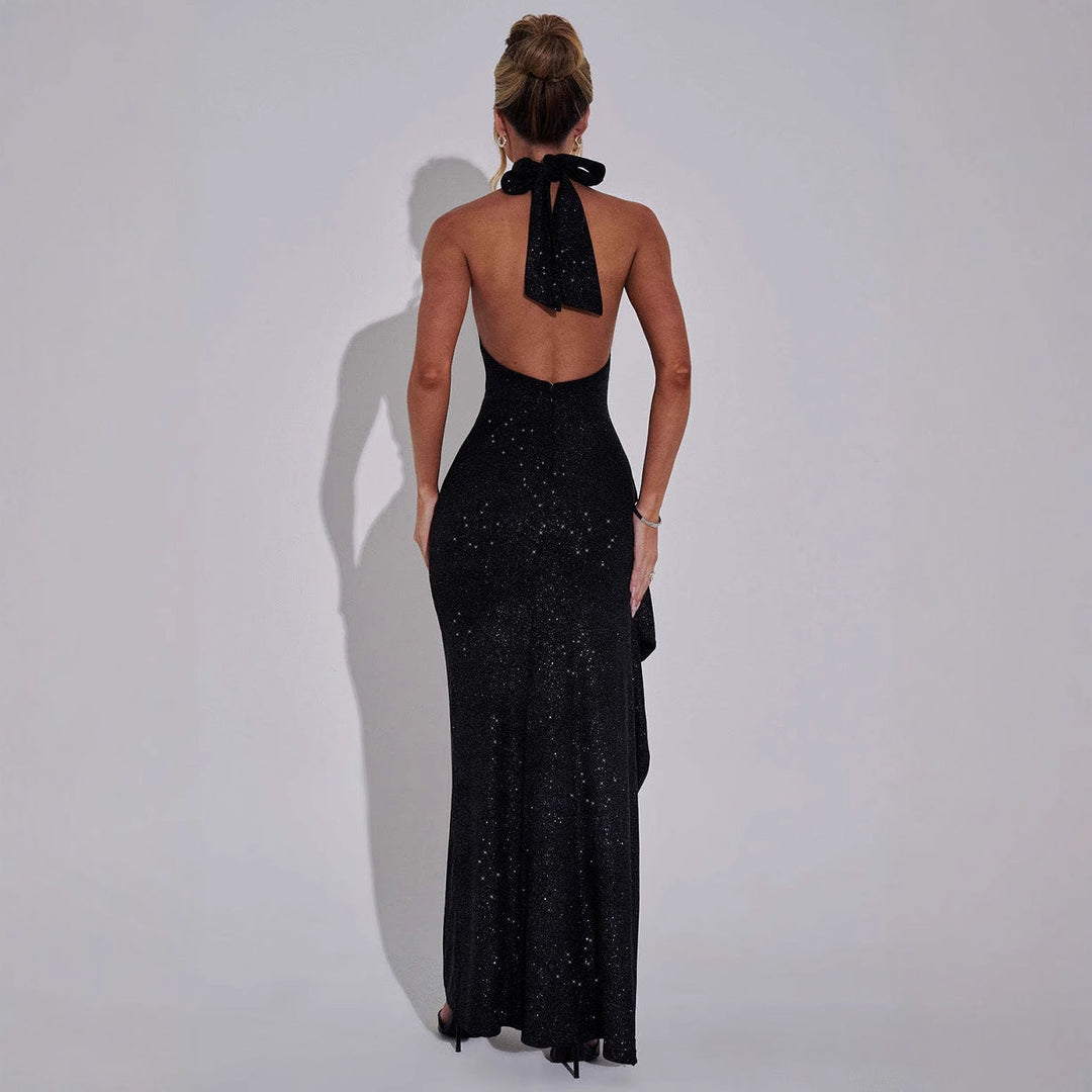 Damen Schickes Abendkleid im figurbetonten Schnitt mit hohem Schlitz und glamourösen Details