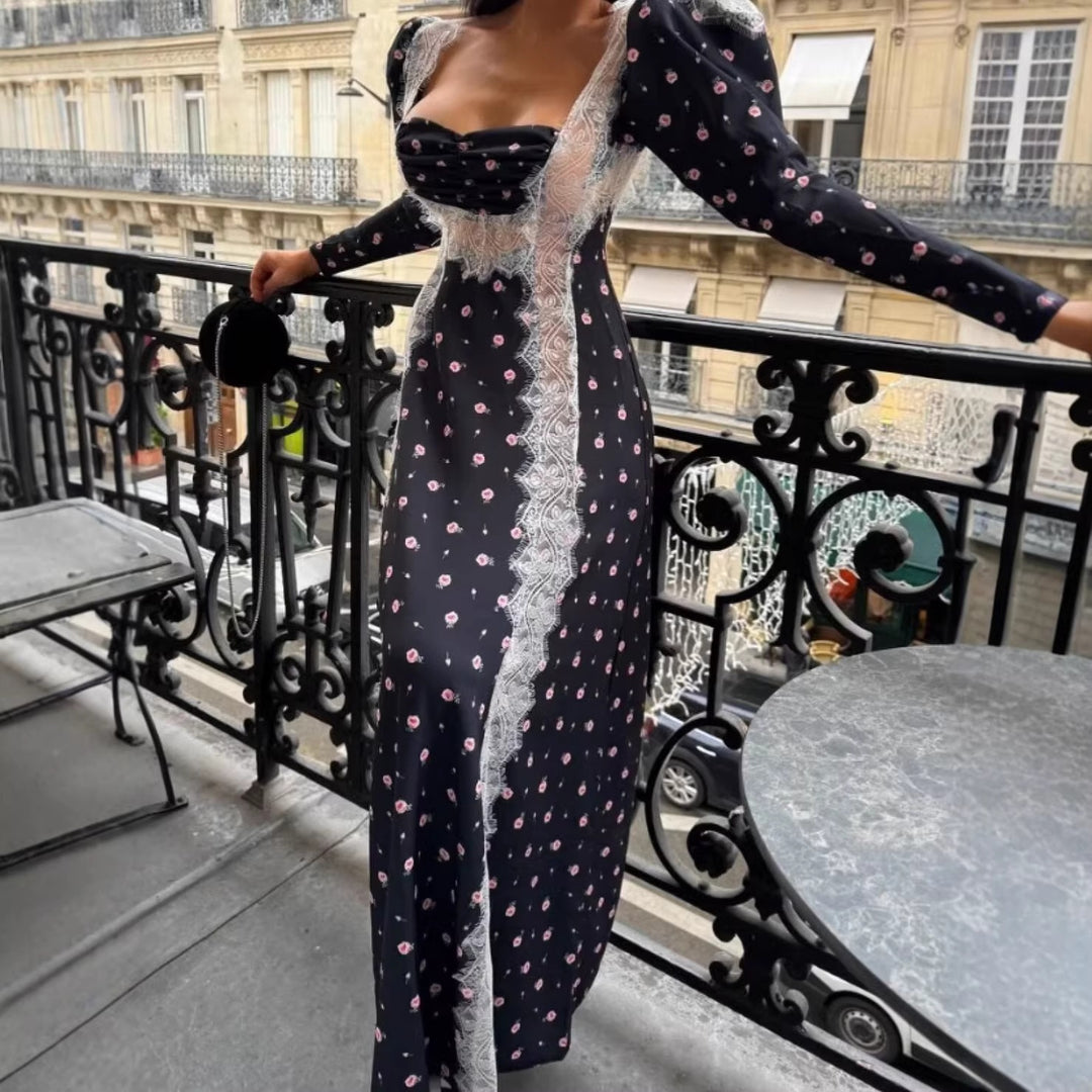 Damen Maxikleid mit Spitzenbesatz und floralem Alloverprint Shop Nory