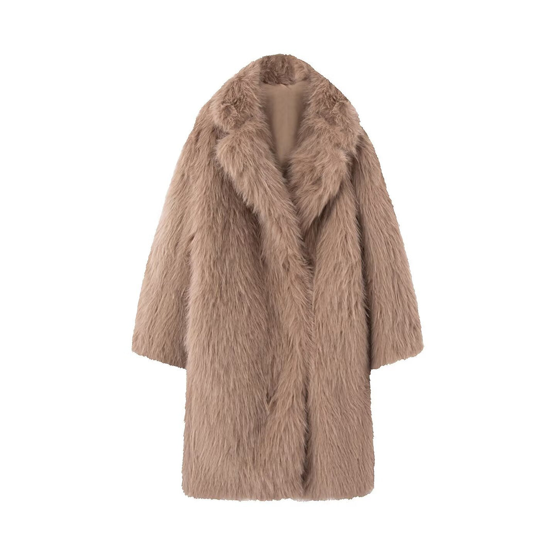 Damen Langer Oversize Kunstfellmantel mit voluminösem Schalkragen Shop Nory