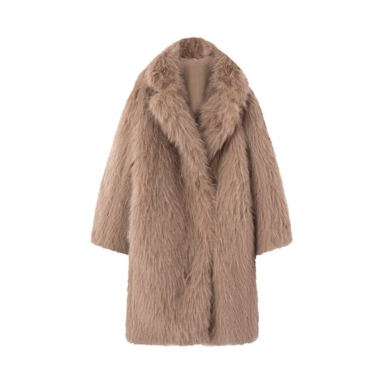Damen Langer Oversize Kunstfellmantel mit voluminösem Schalkragen Shop Nory