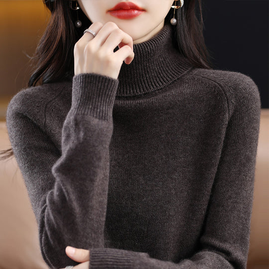 Damen Weicher Hochkragen-Pullover aus flauschigem Wollmix mit Raglanärmeln Shop Nory