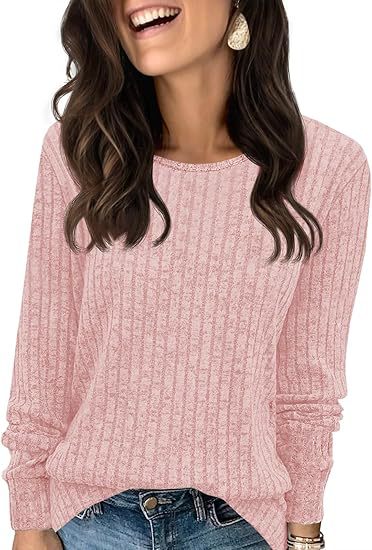 Damen Strukturierter Rippstrick-Pullover mit Rundhalsausschnitt, legerer Silhouette und weichen Bündchen Shop Nory