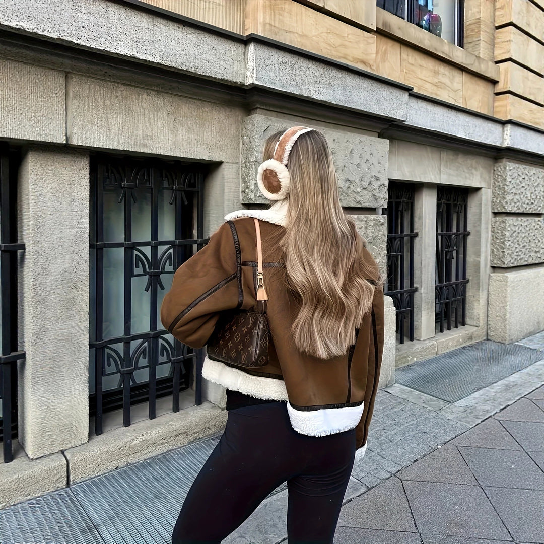 Damen Lässige und warme Lammfelljacke
